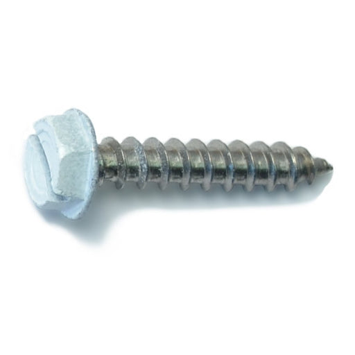 #10-11 x 1" White Painted 18-8 Stainless Steel Hex Washer Head Sheet Metal Screws