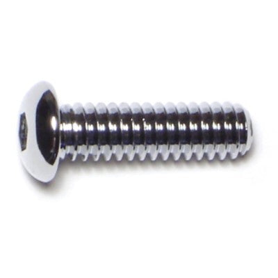1/4"-20 x 7/8" Chrome Plated Grade 8 Steel Coarse Thread Button Head Socket Cap Screws
