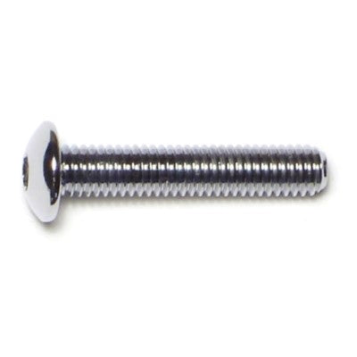 #10-32 x 1" Chrome Plated Grade 8 Steel Fine Thread Button Head Socket Cap Screws