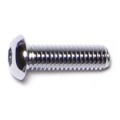 6mm-1.0 x 20mm Chrome Plated Class 10.9 Steel Coarse Thread Button Head Hex Socket Cap Screws