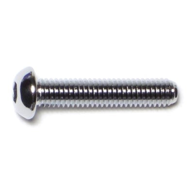 6mm-1.0 x 30mm Chrome Plated Class 10.9 Steel Coarse Thread Button Head Hex Socket Cap Screws