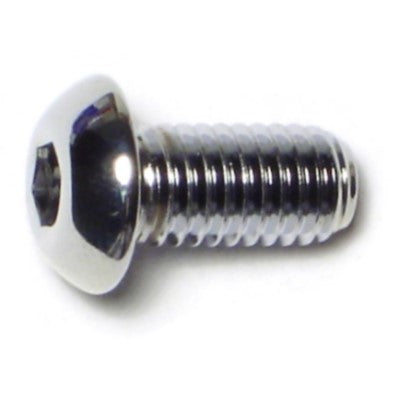 8mm-1.25 x 16mm Chrome Plated Class 10.9 Steel Coarse Thread Button Head Hex Socket Cap Screws