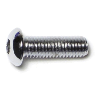 8mm-1.25 x 25mm Chrome Plated Class 10.9 Steel Coarse Thread Button Head Hex Socket Cap Screws