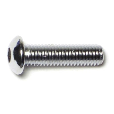 8mm-1.25 x 30mm Chrome Plated Class 10.9 Steel Coarse Thread Button Head Hex Socket Cap Screws