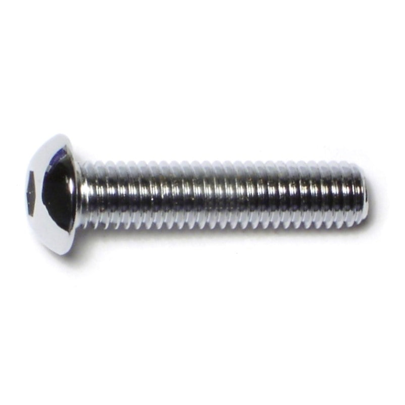 8mm-1.25 x 35mm Chrome Plated Class 10.9 Steel Coarse Thread Button Head Hex Socket Cap Screws