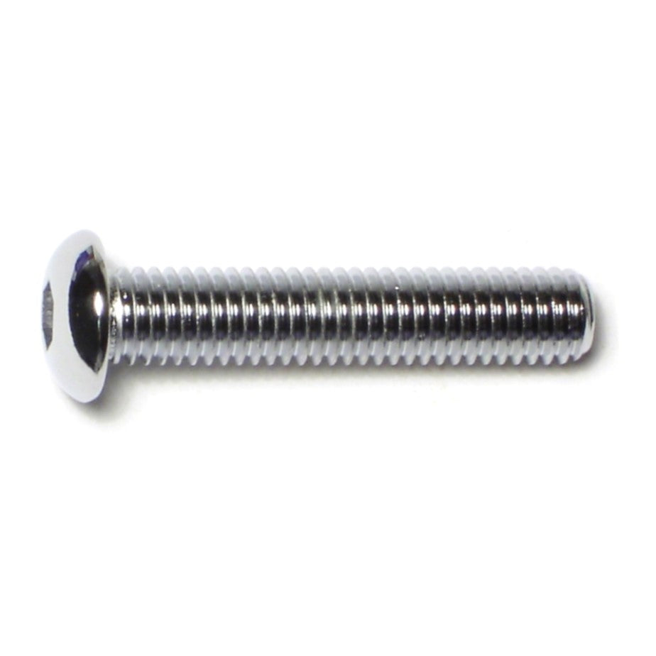 8mm-1.25 x 40mm Chrome Plated Class 10.9 Steel Coarse Thread Button Head Hex Socket Cap Screws