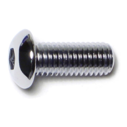 10mm-1.5 x 25mm Chrome Plated Class 10.9 Steel Coarse Thread Button Head Hex Socket Cap Screws