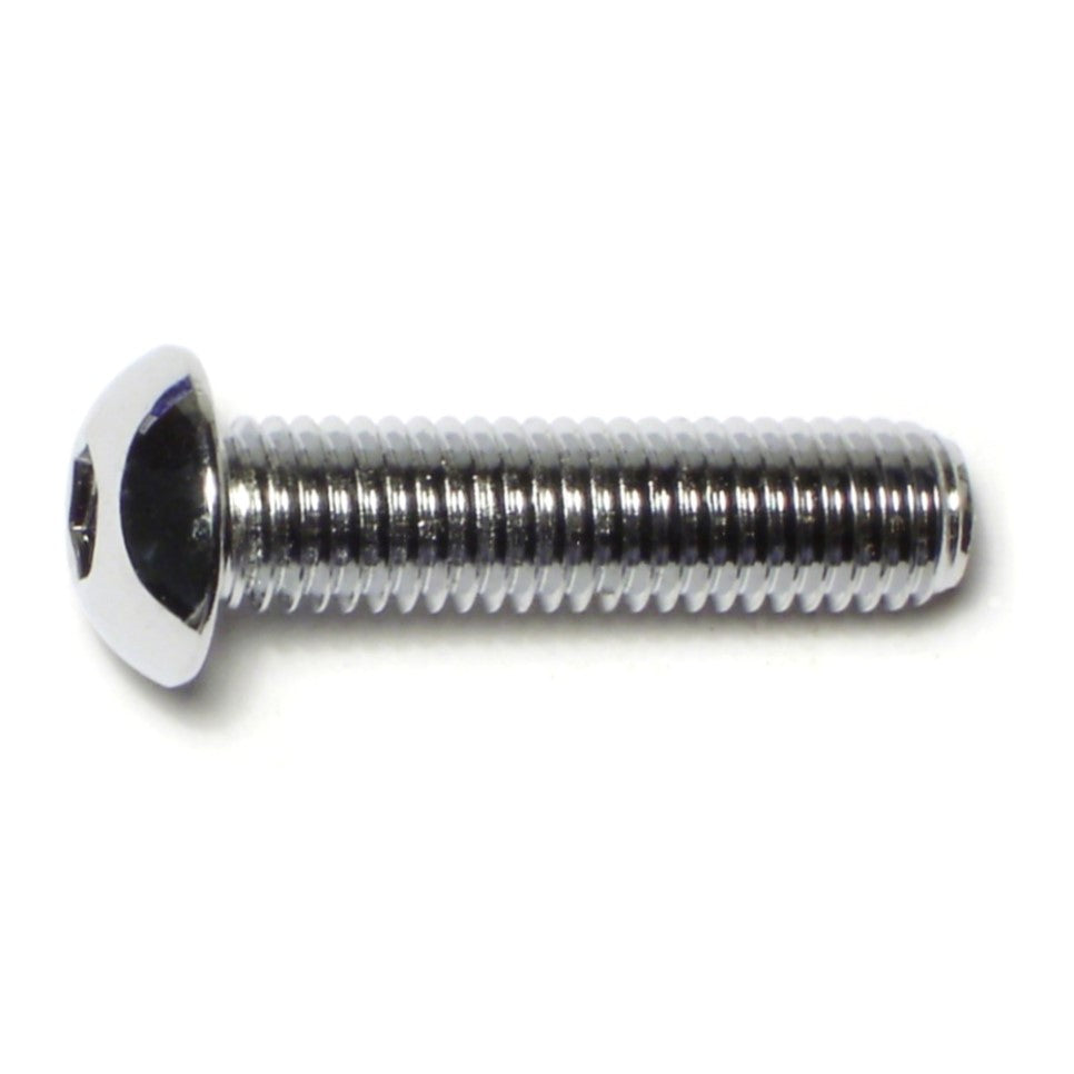 10mm-1.5 x 40mm Chrome Plated Class 10.9 Steel Coarse Thread Button Head Hex Socket Cap Screws