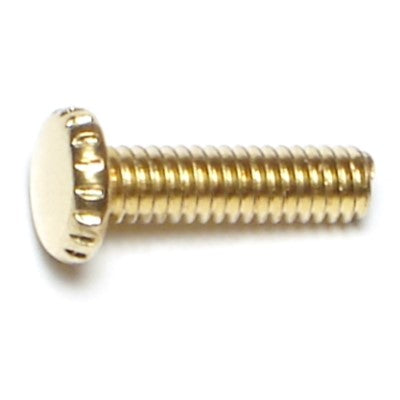#8-32 x 5/8" Brass Plated Steel Coarse Thread Knurled Head Screws