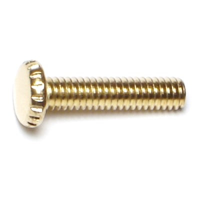 #8-32 x 3/4" Brass Plated Steel Coarse Thread Knurled Head Screws
