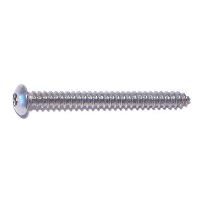 #6 x 1-1/2" 18-8 Stainless Steel Security Star Drive Button Head Sheet Metal Screws