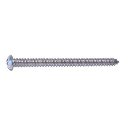 #6 x 2" 18-8 Stainless Steel Security Star Drive Button Head Sheet Metal Screws