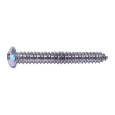 #8 x 1-1/2" 18-8 Stainless Steel Security Star Drive Button Head Sheet Metal Screws