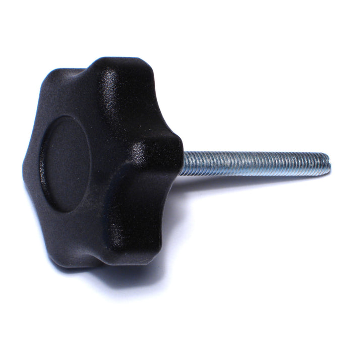 6mm-1.0 x 50mm Black Plastic Coarse Male Threaded Stud Fluted Knobs