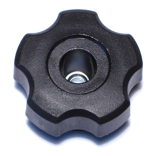 1/4"-20 x 1-3/4" Black Plastic Coarse Thread Fluted Knobs