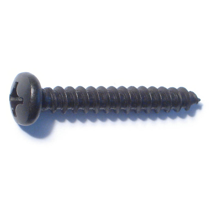 #12 x 1-1/2" Black Steel Phillips Pan Head Sheet Metal Screws