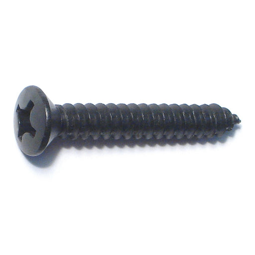 #12 x 1-1/2" Black Steel Phillips Oval Head Sheet Metal Screws