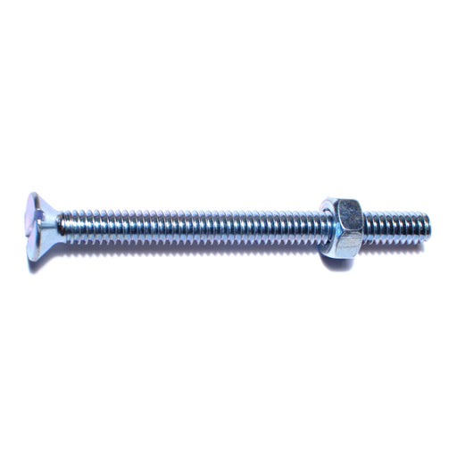 1/4"-20 x 3" Zinc Plated Steel Coarse Thread Slotted Flat Head Machine Screws