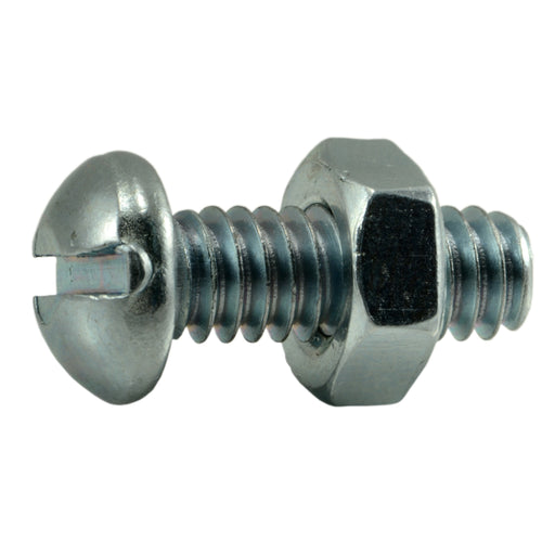 1/4"-20 x 3/4" Zinc Plated Steel Coarse Thread Slotted Round Head Machine Screws