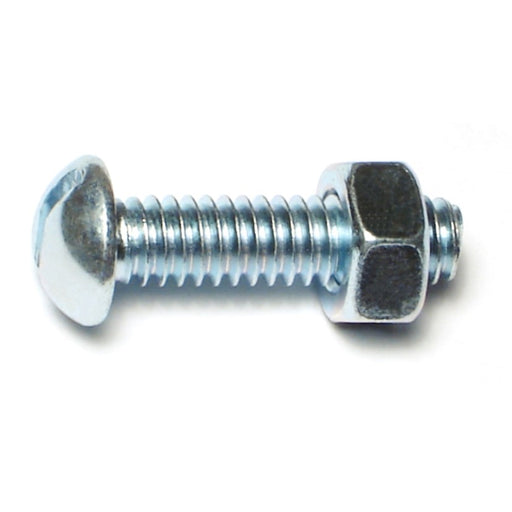 1/4"-20 x 1" Zinc Plated Steel Coarse Thread Slotted Round Head Machine Screws