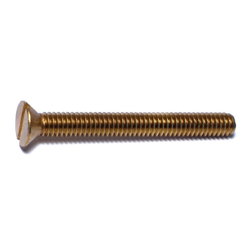 #12-24 x 2" Brass Coarse Thread Slotted Flat Head Machine Screws