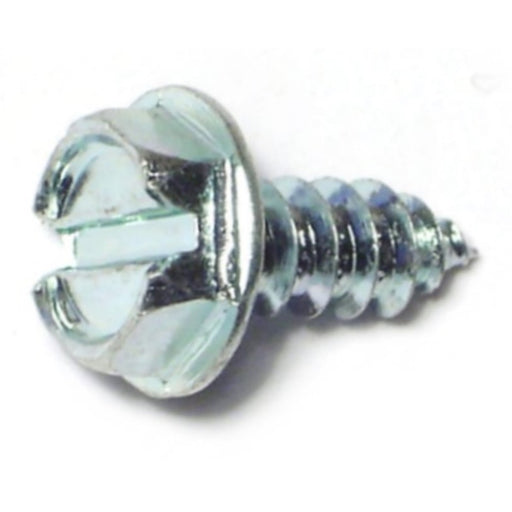 #10 x 1/2" Zinc Plated Steel Slotted Hex Washer Head Sheet Metal Screws