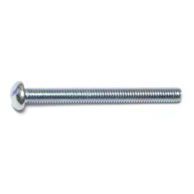 #10-32 x 2" Zinc Plated Steel Fine Thread Slotted Round Head Machine Screws