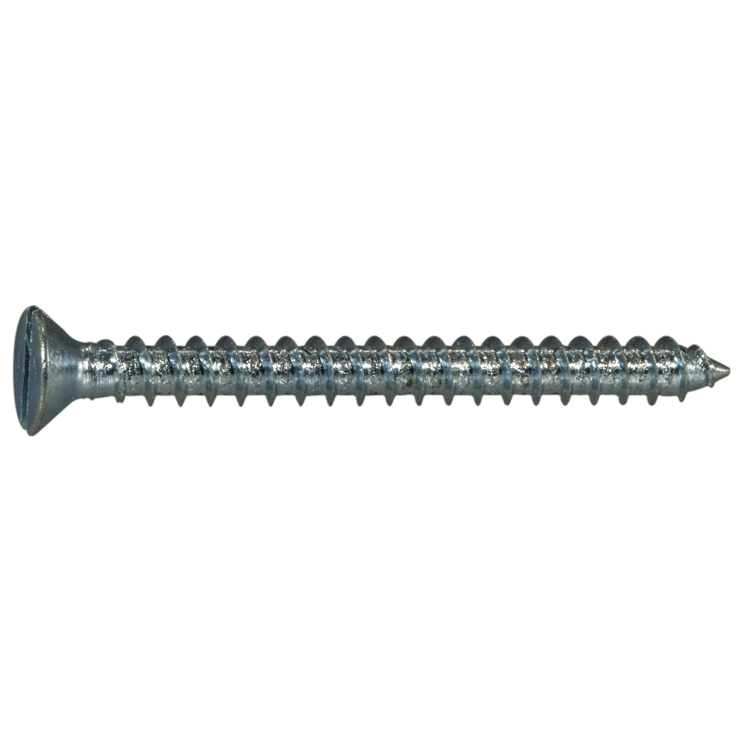 #10 x 2" Zinc Plated Steel Slotted Flat Head Sheet Metal Screws