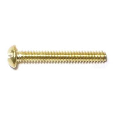 #6-32 x 1" Brass Coarse Thread Slotted Round Head Machine Screws
