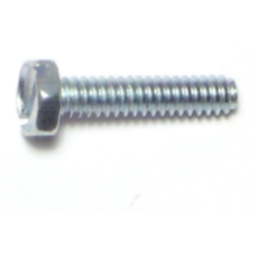 #6-32 x 5/8" Zinc Plated Steel Coarse Thread Slotted Indented Hex Head Machine Screws