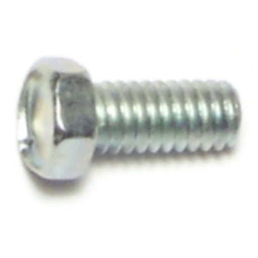 #8-32 x 3/8" Zinc Plated Steel Coarse Thread Slotted Indented Hex Head Machine Screws