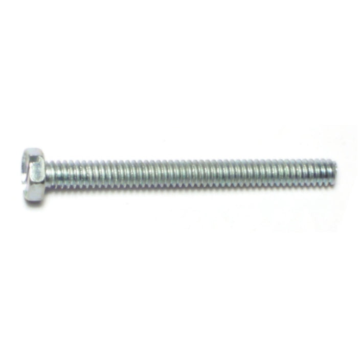 #10-24 x 2" Zinc Plated Steel Coarse Thread Slotted Indented Hex Head Machine Screws