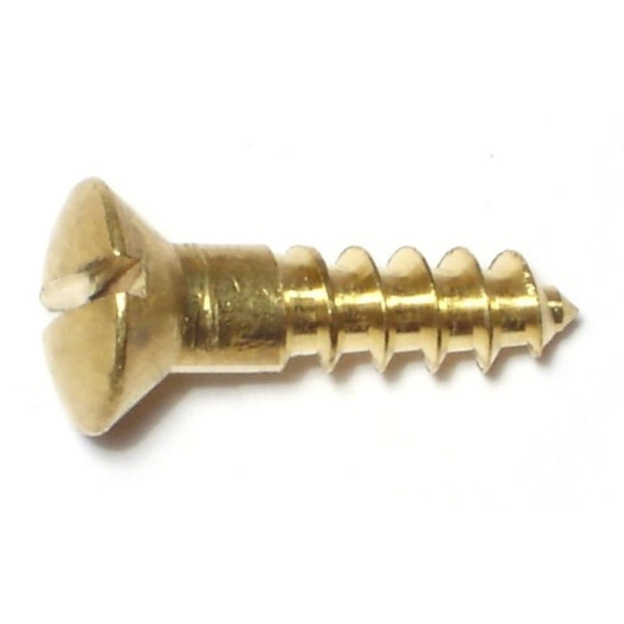 #10 x 3/4" Brass Slotted Oval Head Wood Screws