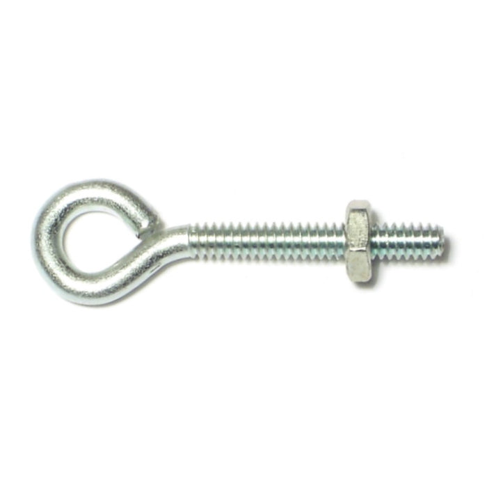 7/32"-24 x 2-1/8" Zinc Plated Steel Coarse Thread Eye Bolts with Nuts