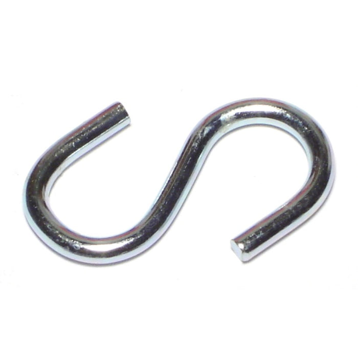 9/64" x 1/2" x 1-5/8" Zinc Plated Steel Open S Hooks