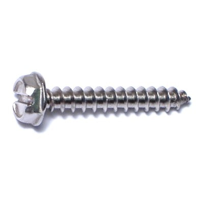 #10 x 1-1/4" 18-8 Stainless Steel Slotted Hex Washer Head Sheet Metal Screws