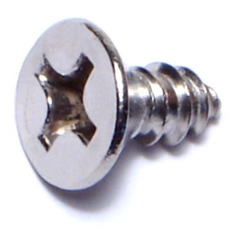 #12 x 1/2" 18-8 Stainless Steel Phillips Flat Head Sheet Metal Screws