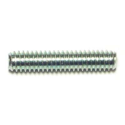 1/4"-20 x 1/4"-20 x 1-1/4" Zinc Plated Steel Coarse Thread Automotive Studs