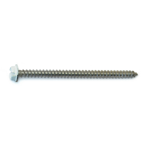 #8-14 x 2-1/2" White Painted 18-8 Stainless Steel Hex Washer Head Sheet Metal Screws