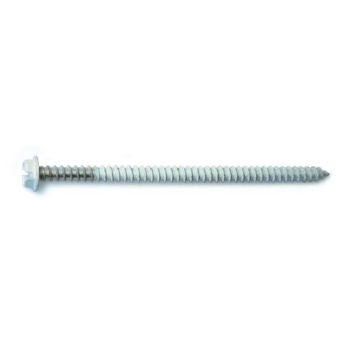#8-14 x 3" White Painted 18-8 Stainless Steel Hex Washer Head Sheet Metal Screws