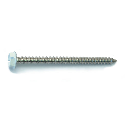 #10-11 x 2-1/2" White Painted 18-8 Stainless Steel Hex Washer Head Sheet Metal Screws