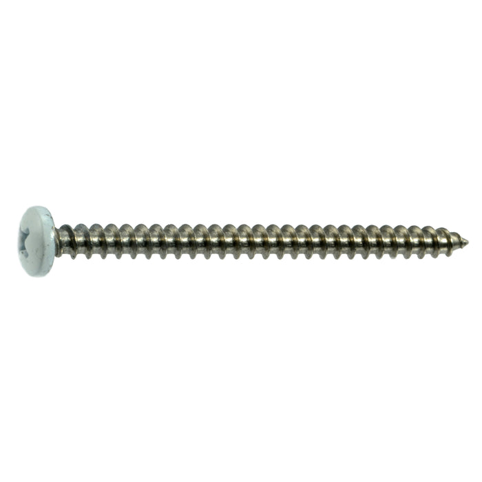 #10 x 2-1/2" White Painted 18-8 Stainless Steel Phillips Pan Head Sheet Metal Screws