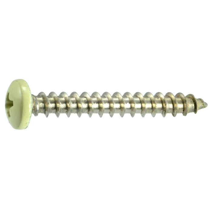 #10 x 1-1/2" Beige Painted 18-8 Stainless Steel Phillips Pan Head Sheet Metal Screws