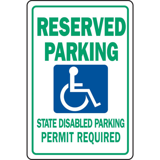 Reserved Parking State Permit Sign 12" x 18" (1 pc.)
