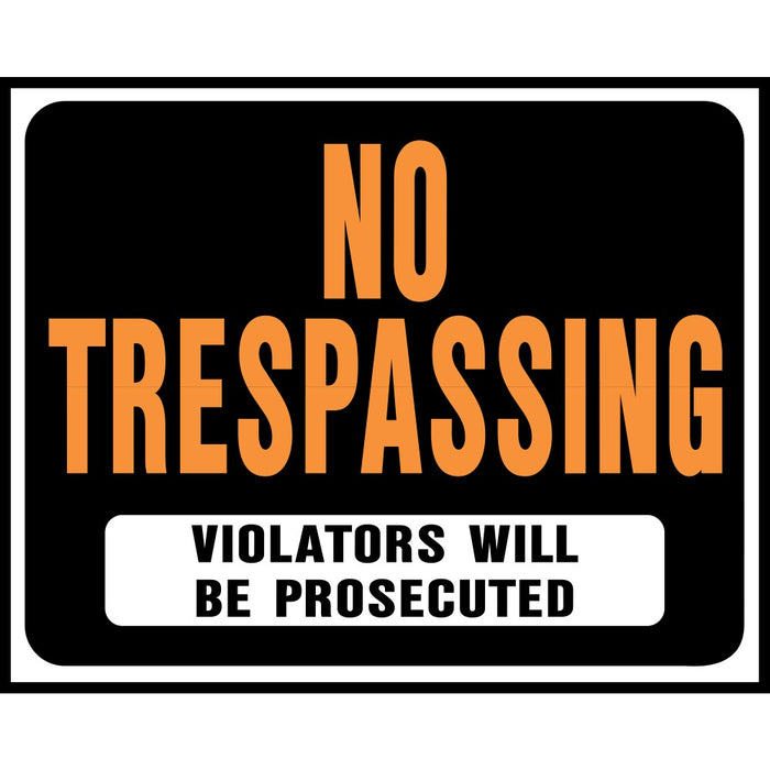 No Trespassing Sign 14.5" x 18.5" (5 pcs.)