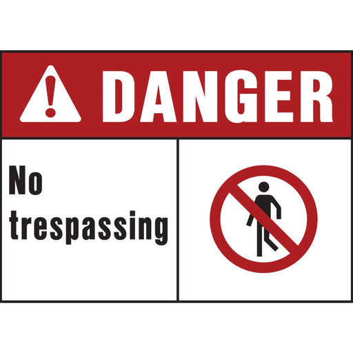 Danger No Trespassing Sign 10" x 14" (5 pcs.)