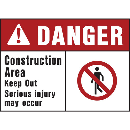 Danger Construction Area Sign 10" x 14" (5 pcs.)