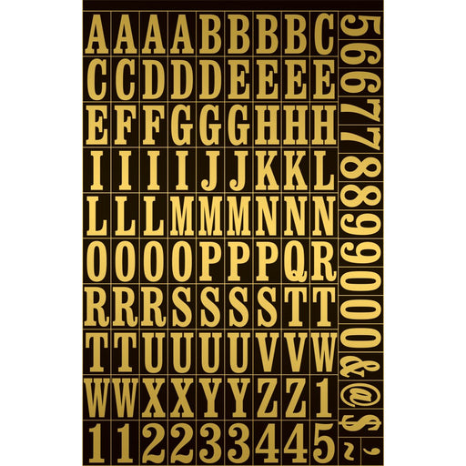 1" Black/Gold Numbers/Letters (10 pcs.)