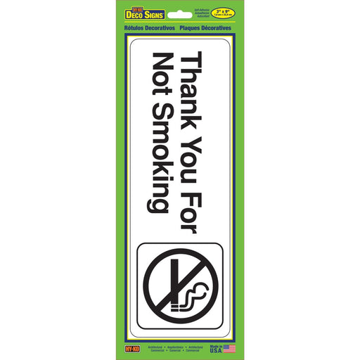 Thank You For Not Smoking Sign 3" x 9" (5 pcs.)