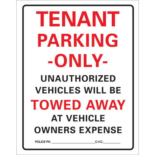 Tenant Parking Only Sign 10" x 14" (1 pc.)